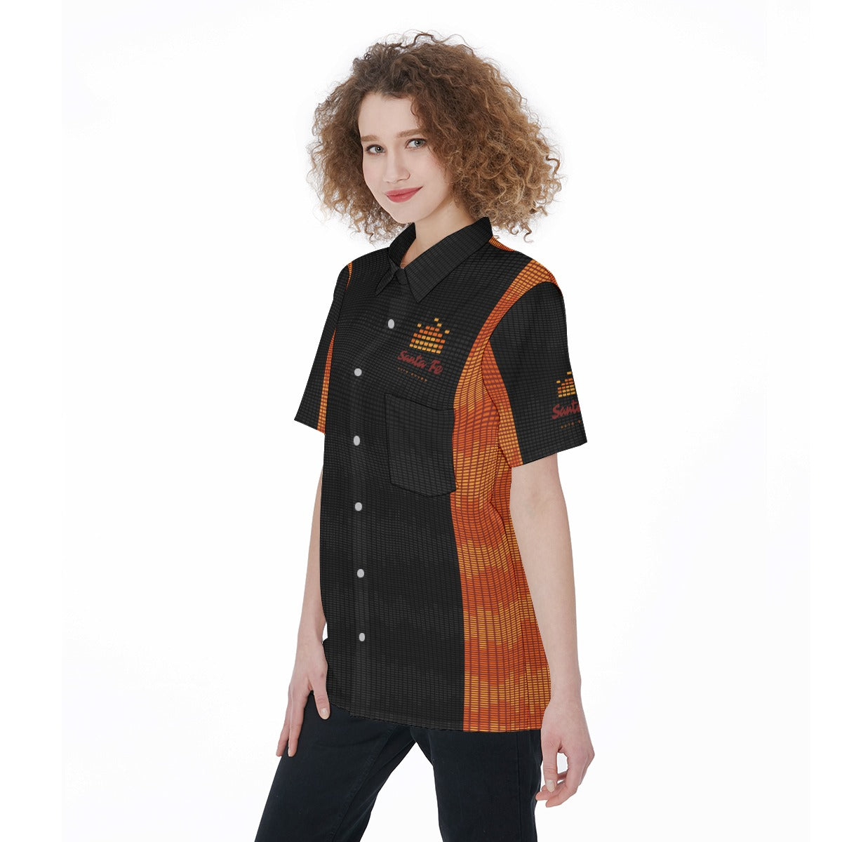 Santa Fe-All-Over Print Women's Short Sleeve Shirt With Pocket