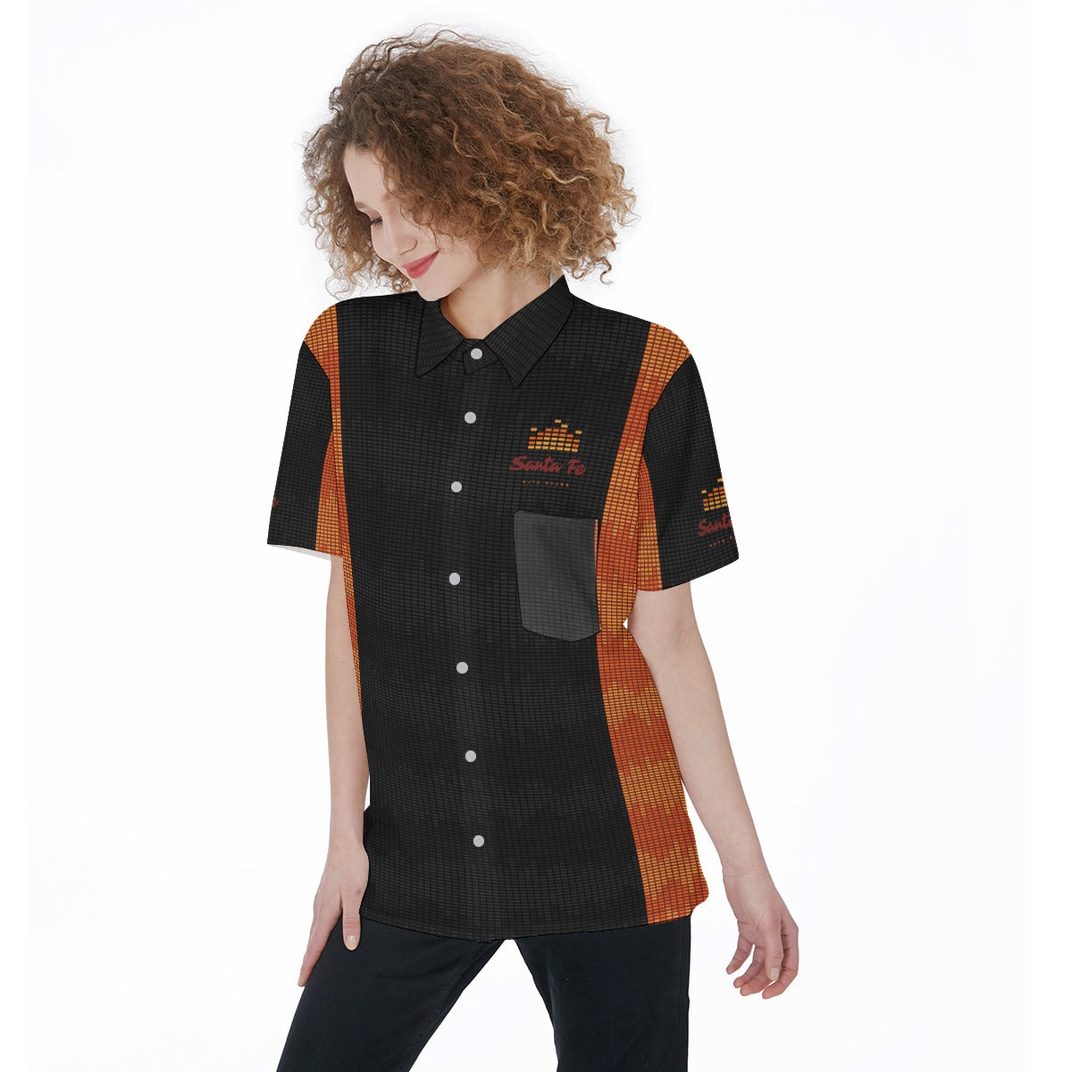 Santa Fe-All-Over Print Women's Short Sleeve Shirt With Pocket