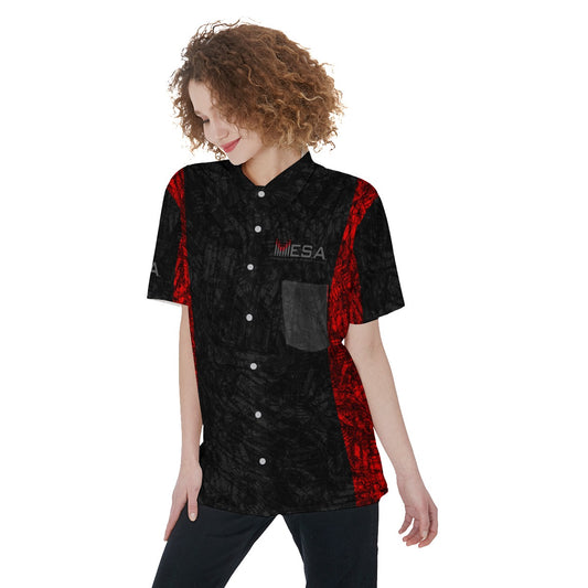 MESA-All-Over Print Women's Short Sleeve Shirt With Pocket
