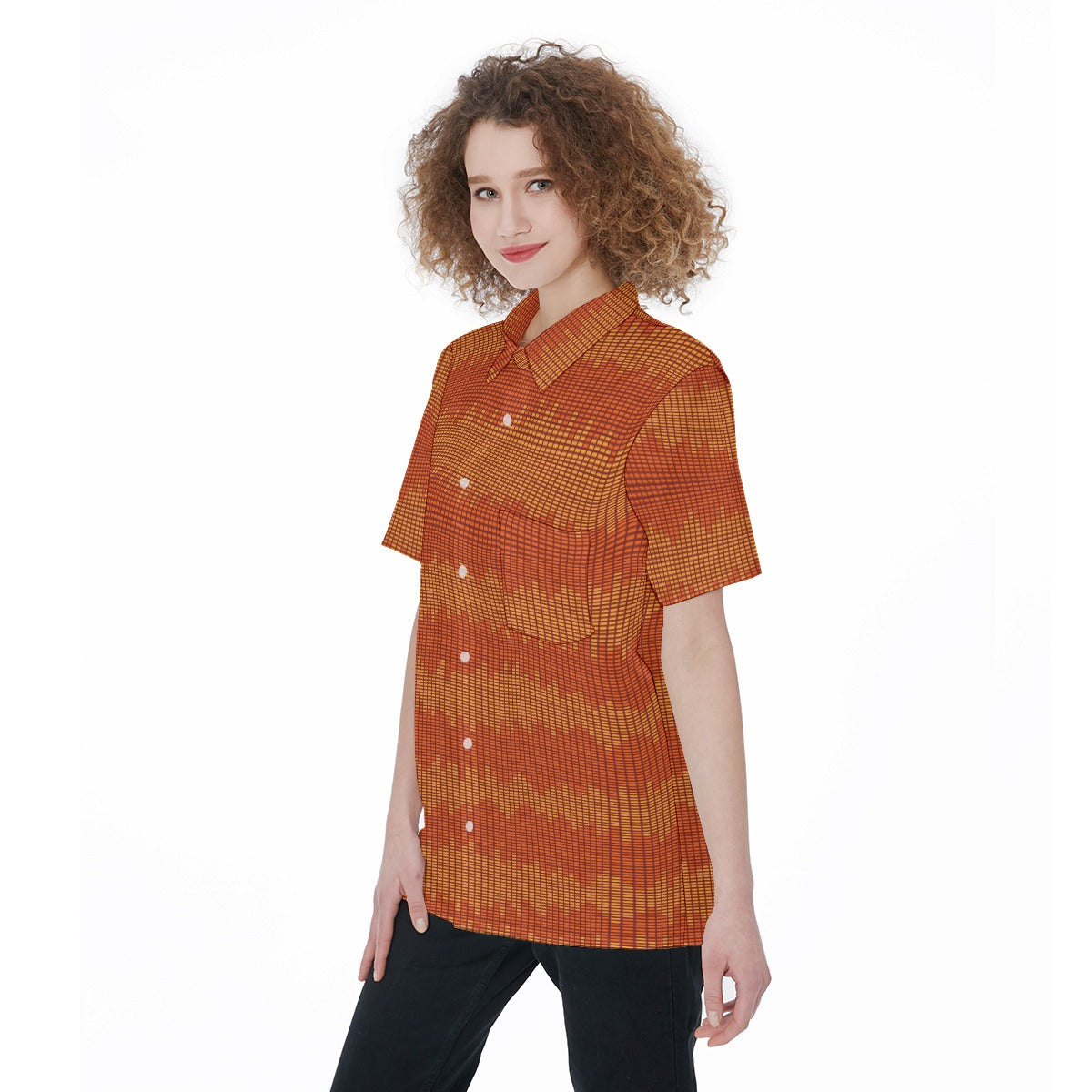 Santa Fe-All-Over Print Women's Short Sleeve Shirt With Pocket