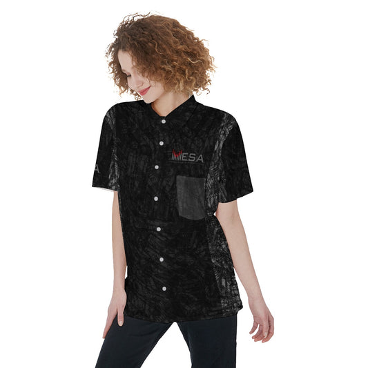 MESA-All-Over Print Women's Short Sleeve Shirt With Pocket