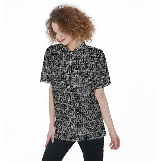 MESA-All-Over Print Women's Short Sleeve Shirt With Pocket