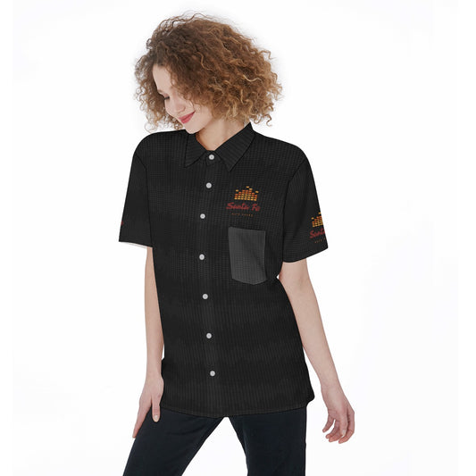 Santa Fe-All-Over Print Women's Short Sleeve Shirt With Pocket
