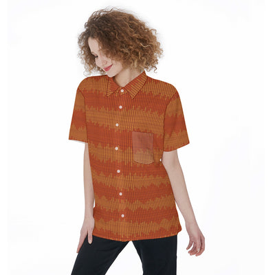 Santa Fe-All-Over Print Women's Short Sleeve Shirt With Pocket