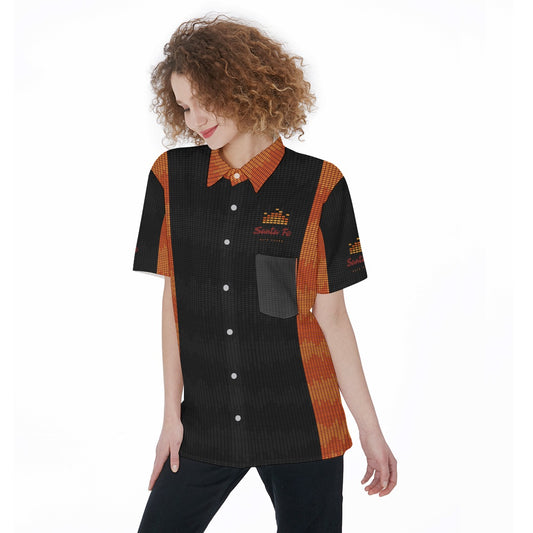 Santa Fe-All-Over Print Women's Short Sleeve Shirt With Pocket