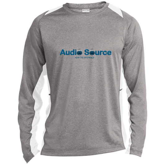 Audio Source-Long Sleeve Heather Colorblock Performance Tee